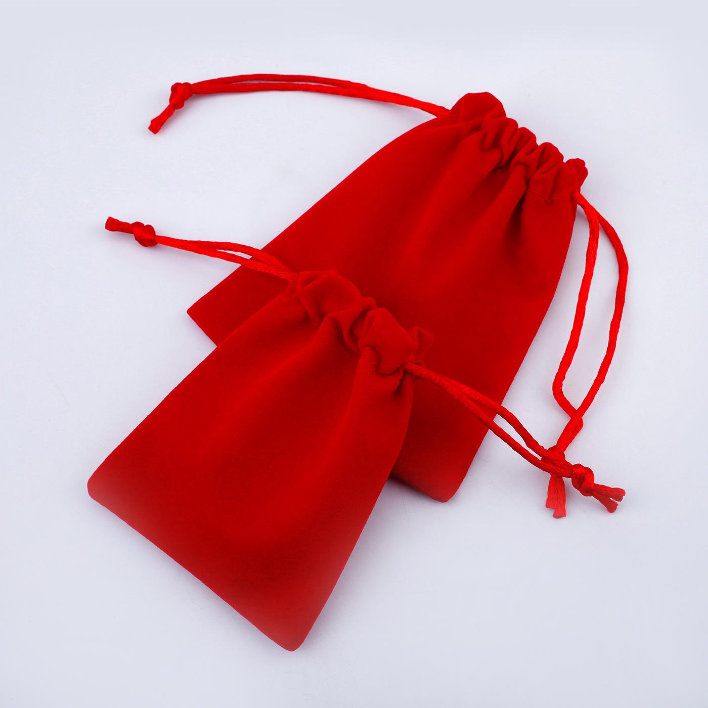 Velvet Drawstring Jewelry & Earphone Storage Bag, Black 12x15cm