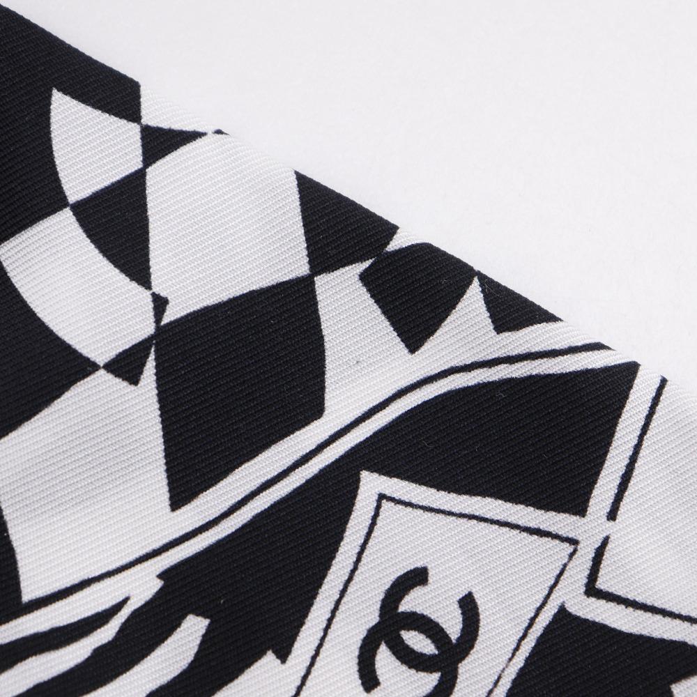 CHANEL ribbon scrunchie Other accessories COCO Mark Black / white silk ribbon Women Used