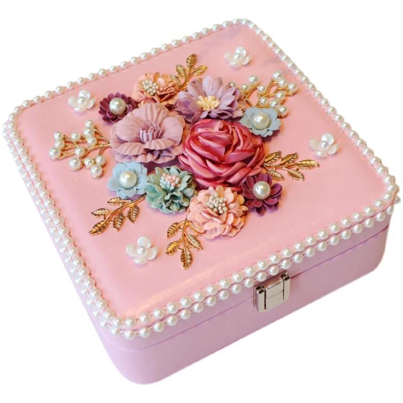 Flower Jewelry Box European Style Large Capacity Storage for Rings Earrings Necklaces Wedding Elegant