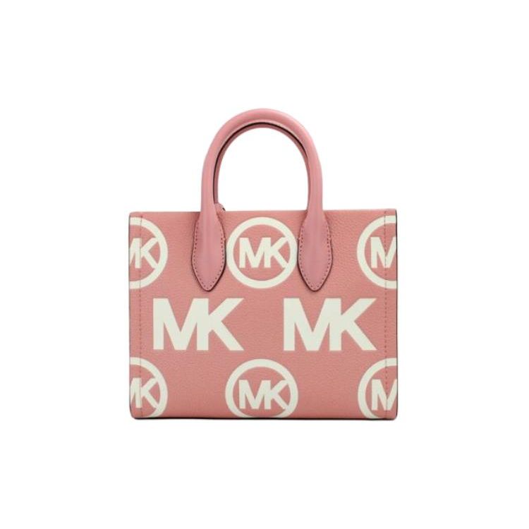 Michael Kors MK Mirella Borsa Tote in Pelle con Stampa Logo a Lettere Chiusura con Cerniera Donna Rosa 35F3G7ZC5L-664
