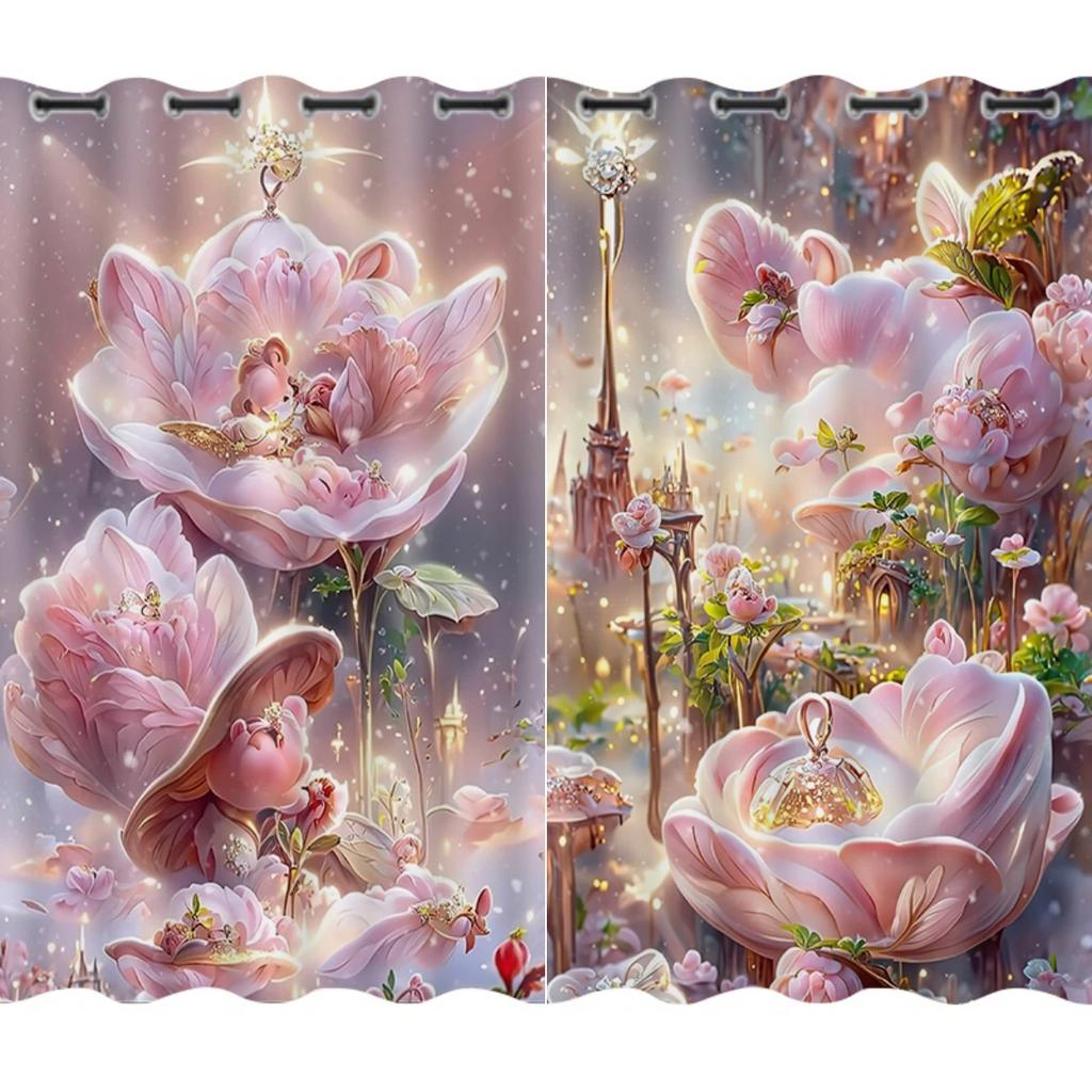 Závěs Ložnice Závěs s vysokým stíněním Trend Dívčí Růžový Vzor Zahrady Snů Zámku Závěsy Domácí Obývací Pokoj Zatemňovací Závěs Horký