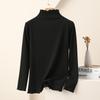 Women's Nano Fleece High Neck Ruffle Long Sleeve Warm T-shirt