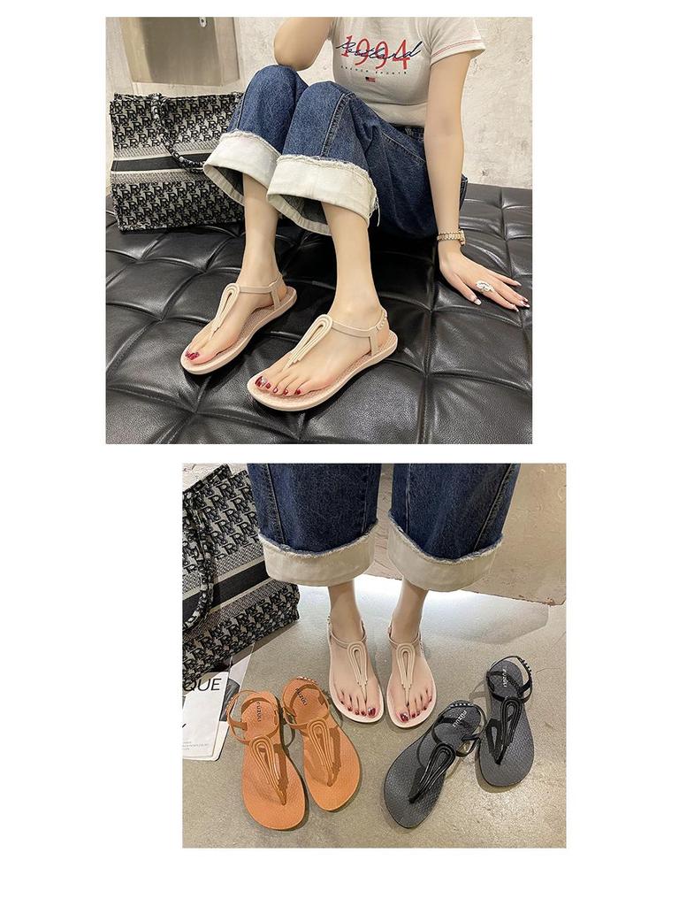 2023 Damen Sommer Mode Einfarbig Zehenfrei Pantoletten mit Fersenriemen