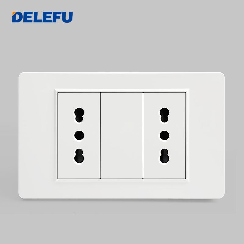 DELEFU Italian Standard White 118 Type Wall Switch Socket with USB + TYPE-C Socket Is Suitable for Hotels and Households.
