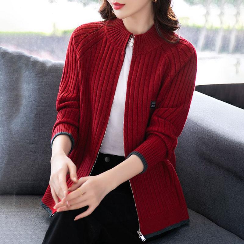 Chaqueta Larga Chaqueta De Punto Roja Mujer Chaquetas De Mujer