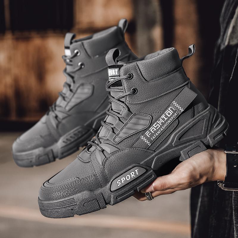 Fashion Men's Elegant Work Boots Outdoor Trendy Men's Leather Boots Casual High Top Lace Up Safety Shoes Men's Desert Boots