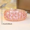 Luxurious Four Colors Available Pink Zircon Paved Wide Band Ring for Women Daily Wear and Party