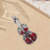 Elegant Vintage Violin Brooch Musical Instrument Jewelry Accessory for Trendy Women Men Alloy Rhinestones Gifts