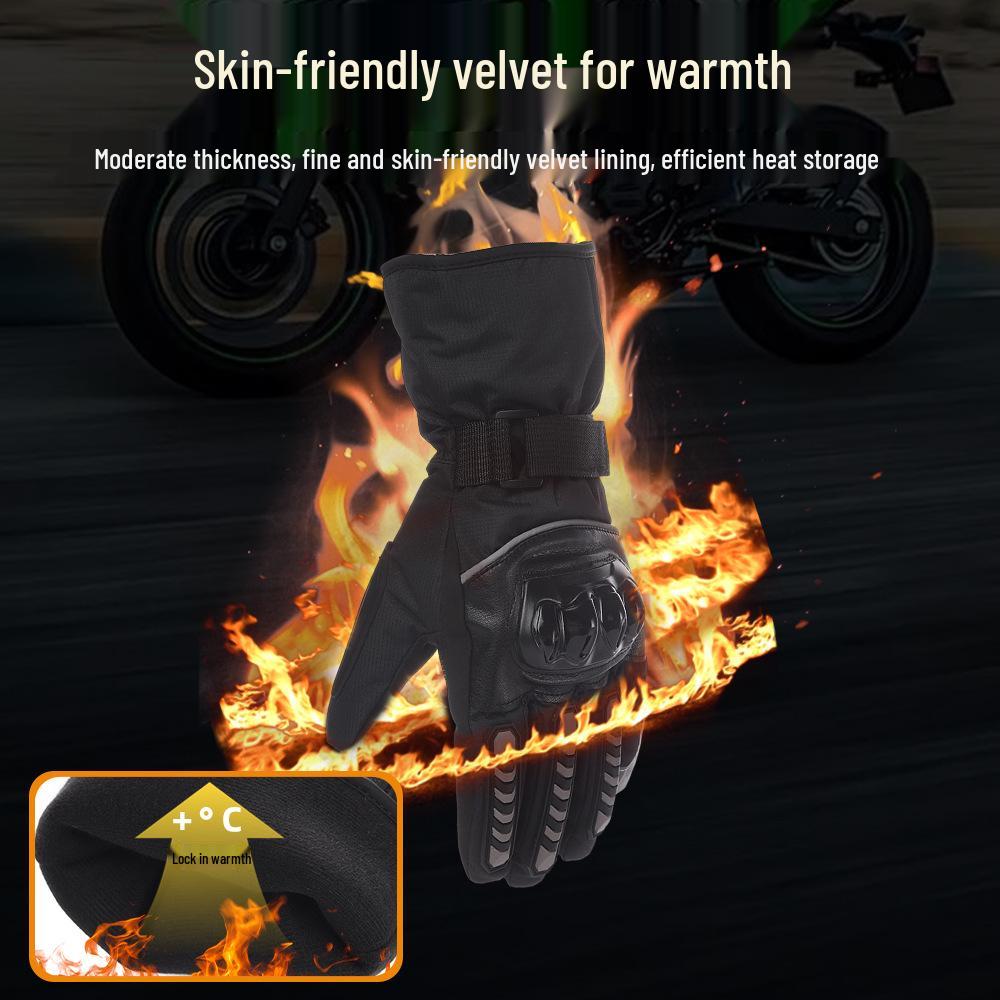 Windproof Full-Finger Motorcycle Gloves: Velvet-Lined, Non-Slip for Off-Road Riding In Winter/Autumn