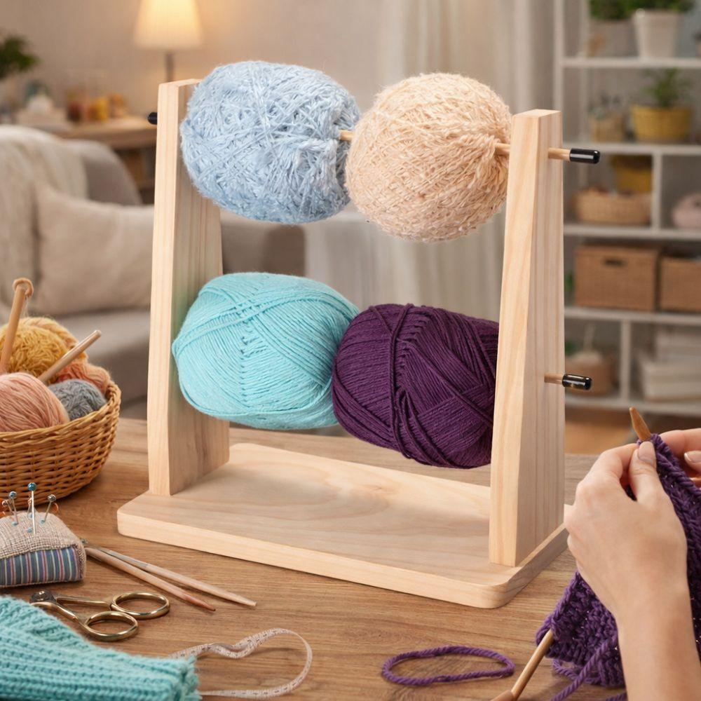 Vertical Rotating Wool Storage Rack Manual Yarn Spool Organizer Yarn Winder Thread Holder  Sewing
