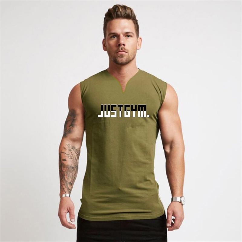 Muscular Men Men's Fitness Vest Men's Muscle Sleeveless Top Vest Bodybuilding Gym V-neck Sports Vest Solid Customization