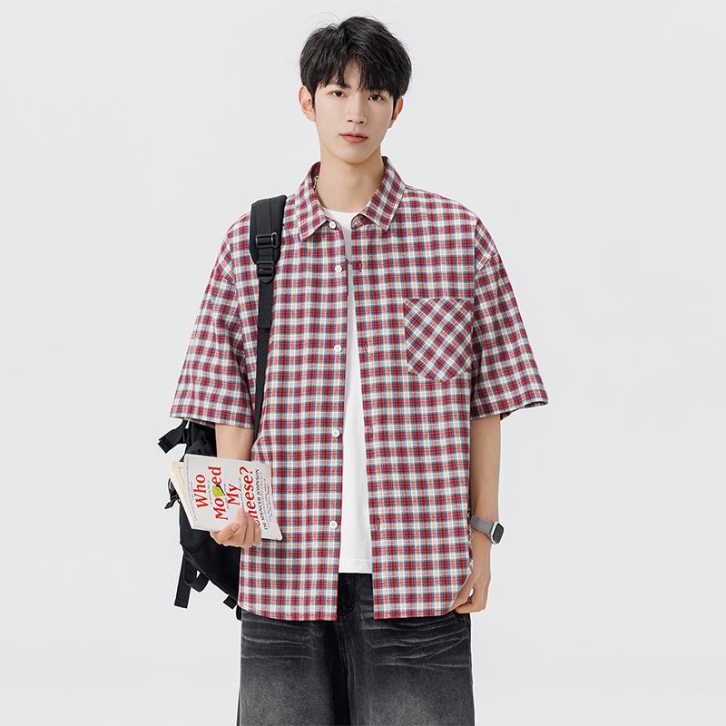 Camisa de Manga Corta para Hombre Verano Fina Casual Versátil Casual Camisa de Media Manga con Cuello