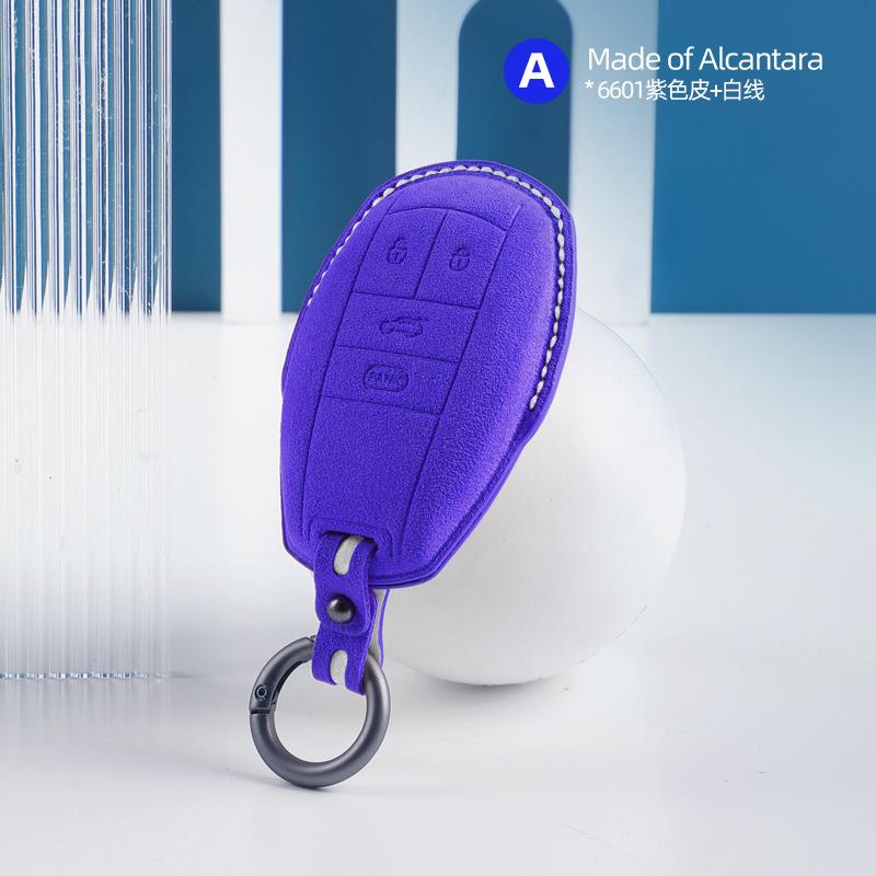 Alcantara Suede Car Key Fob Cover For Bentley Bentayga Continental Flying Spur Mulsanne Key Case Key Chains Ring Car Accessories