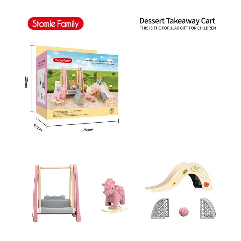 New Forest Animal Outdoor Station Wagon School Bus Set DIY Simulation Furniture Girl Play House Toys Kid Birthday Gift