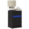 VidaXL Bedside Cabinet with LED Lights Black Engineered Wood, Side Table, Bedside Cabinet, Side Table for the 852013