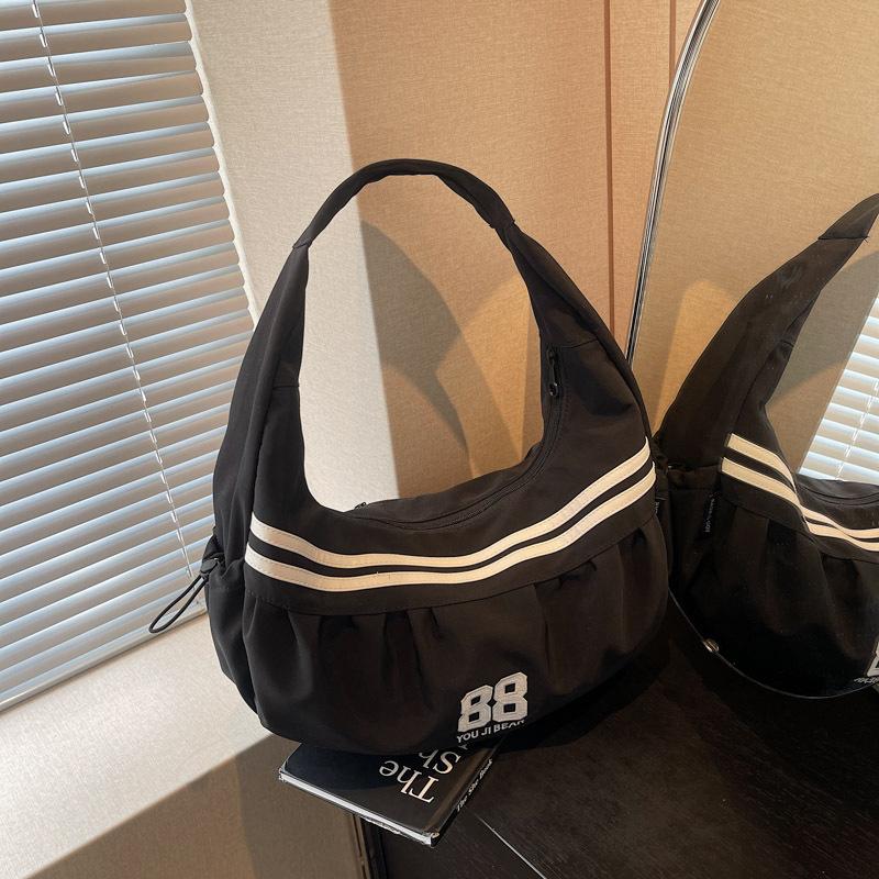 Underarm Casual Dumpling Bag New Contrasting Striped Canvas Bag Large Capacity Versatile Shoulder Bag