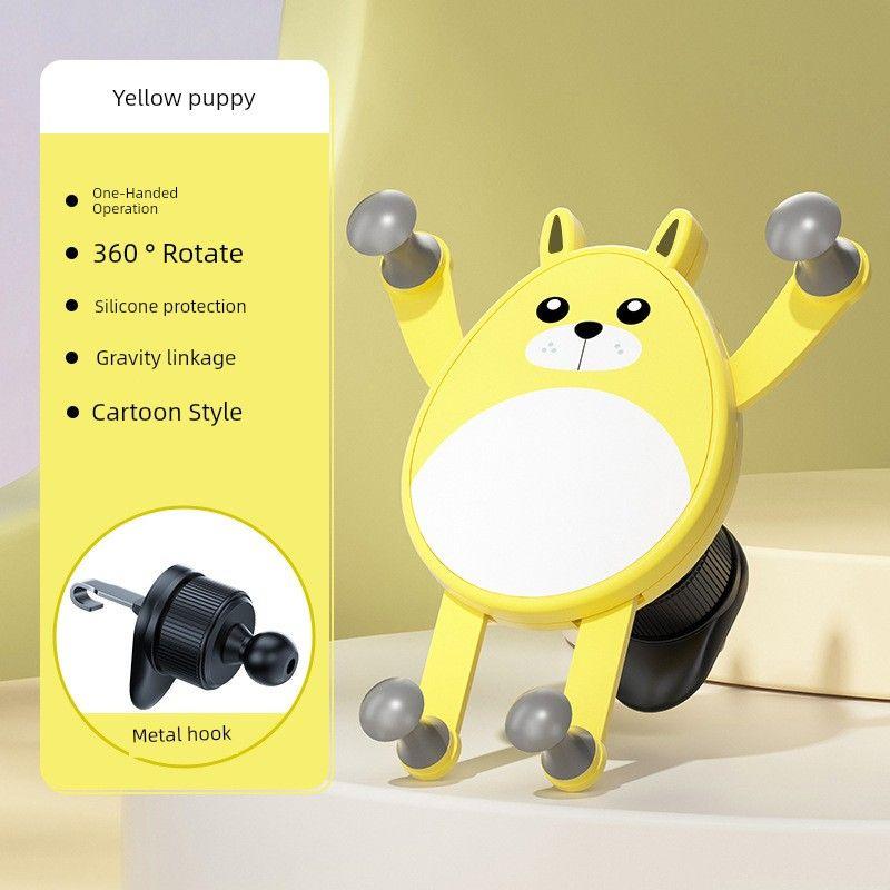 2024 New Cartoon Car Phone Holder for Mobile Navigation, 360-Degree Rotating Car Phone Holder Yellow puppy