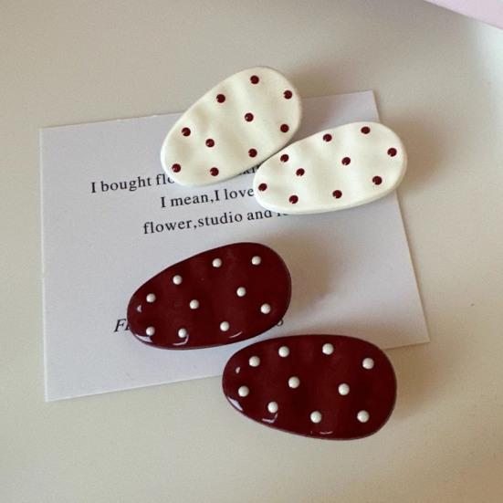 4Pcs Girl Hairpins Non-Slip Teeth Dotted Design Korean Style Hair Clips Bangs Fixing Clips Lightweight Hair Accessories