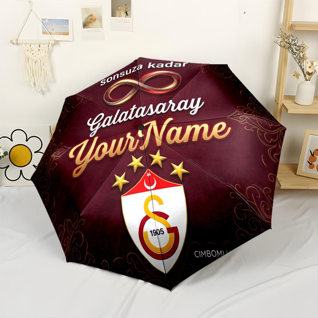 Galatasaray1 Customize Text Umbrella Automatic Umbrella Sturdy 8-Rib Shaft Durable Plastic Iron All-Season Umbrella for Travel Fashion Lovers