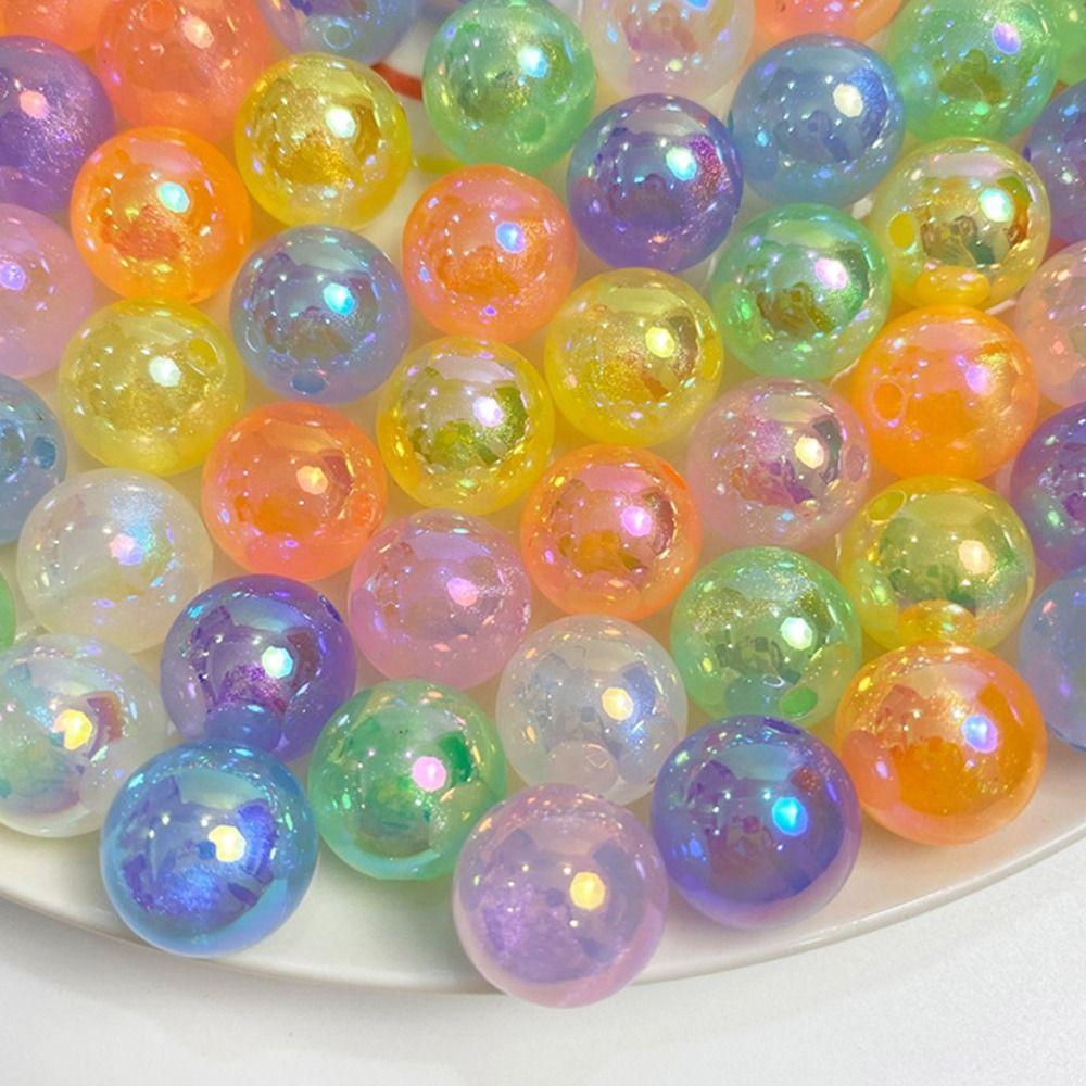 

Handmade DIY Crafts Acrylic Beads Multicolor Spacer Beads Shinning Glitter Bead Luminous Round Bead белый