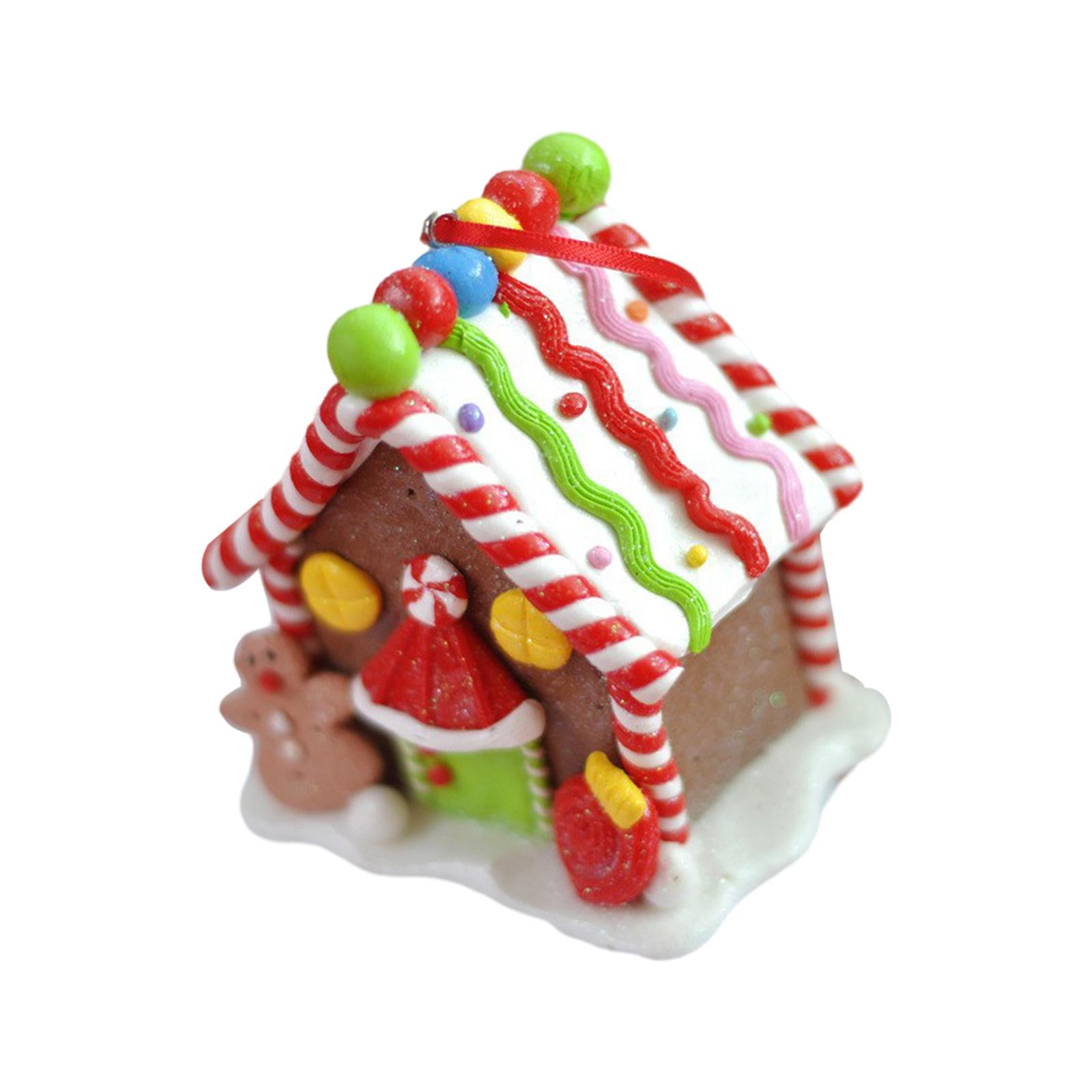 Resin Christmas House Figurine Miniature Ornament Desktop Craft Fairy Garden Sculpture Garden Decor