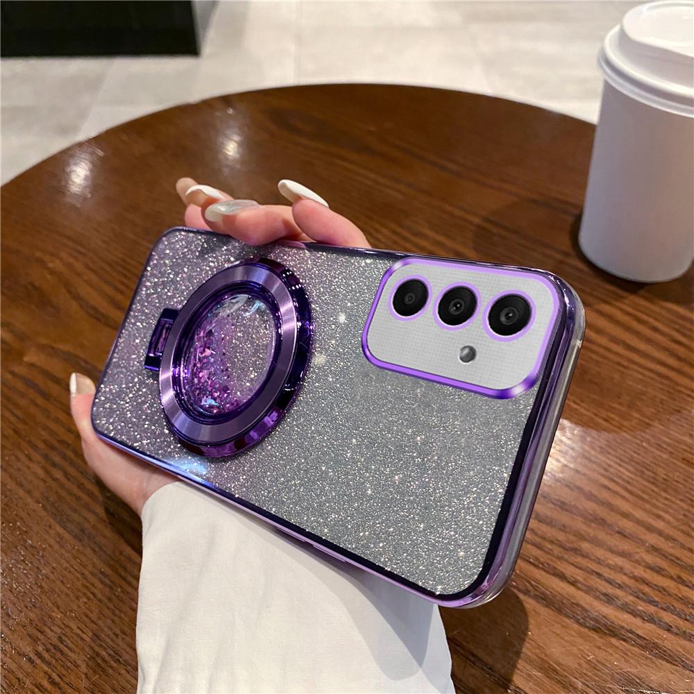 Gradient Glitter Quicksand Bracket Phone Case For Samsung Galaxy M55 M34 M14 M54 M33 M53 M23 M32 M31 M51 M52 Soft Stand Cover