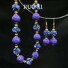Medieval Vintage Retro Purple Frog Skin Glazed, Murano Purple Versatile New Chinese Necklace Earrings