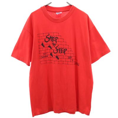 90s Made In USA Old Print Short Sleeve T-shirt XL Red Men's Used