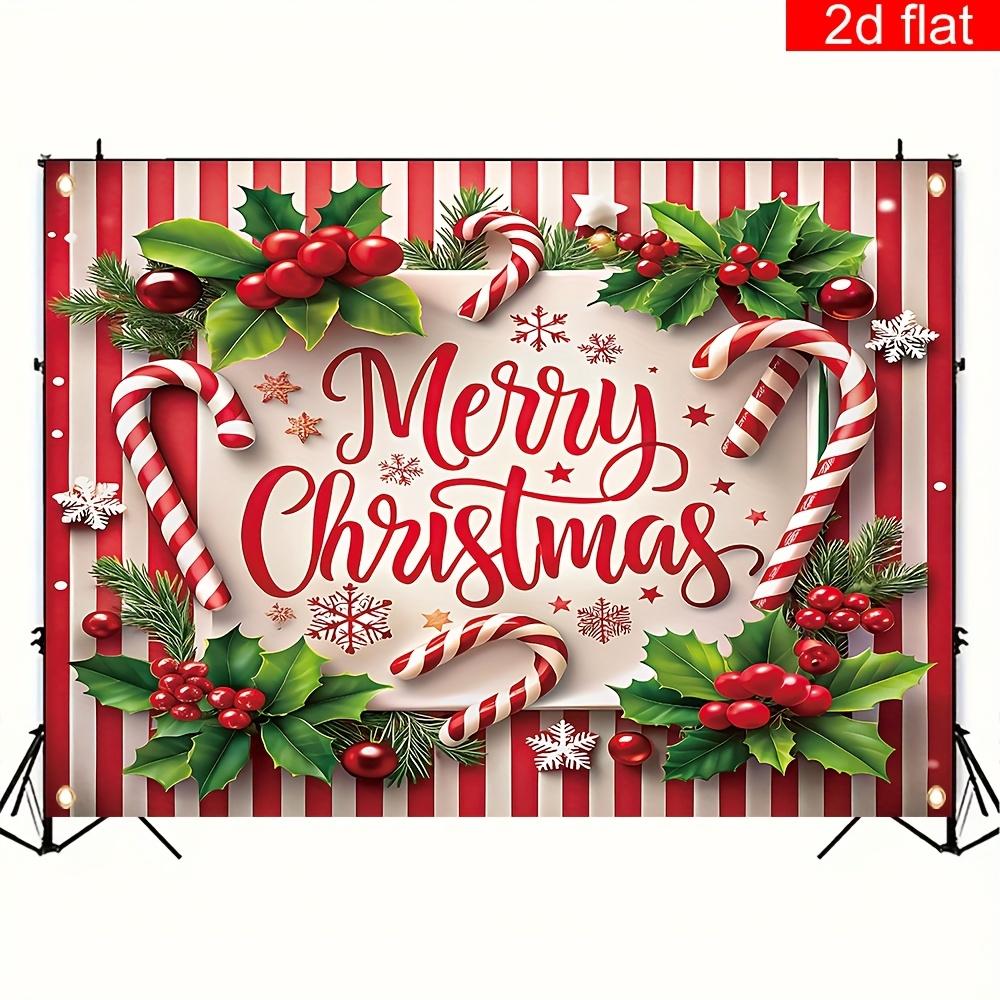 Merry Christmas Tapestry Red White Striped Candy Cane For Indoor Outdoor Holiday Parties Durable Polyester Easy To Hang