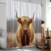 Highland Cow Farmhouse Shower Curtain Country Bathroom Decor Cattle Sunflower Floral Pumpkin Autumn Polyester Bathtub Curtain