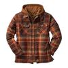 Men's Quilted Lined Button Down Plaid  Shirt Add Velvet To Keep Warm  Jacket With Hood