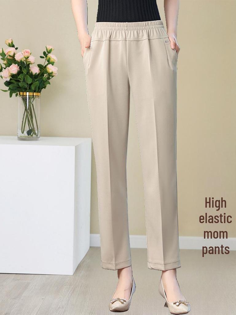 High Waist Elastic Summer Pants for Middle-Aged and Elderly Women - Loose Fit, Large Size
