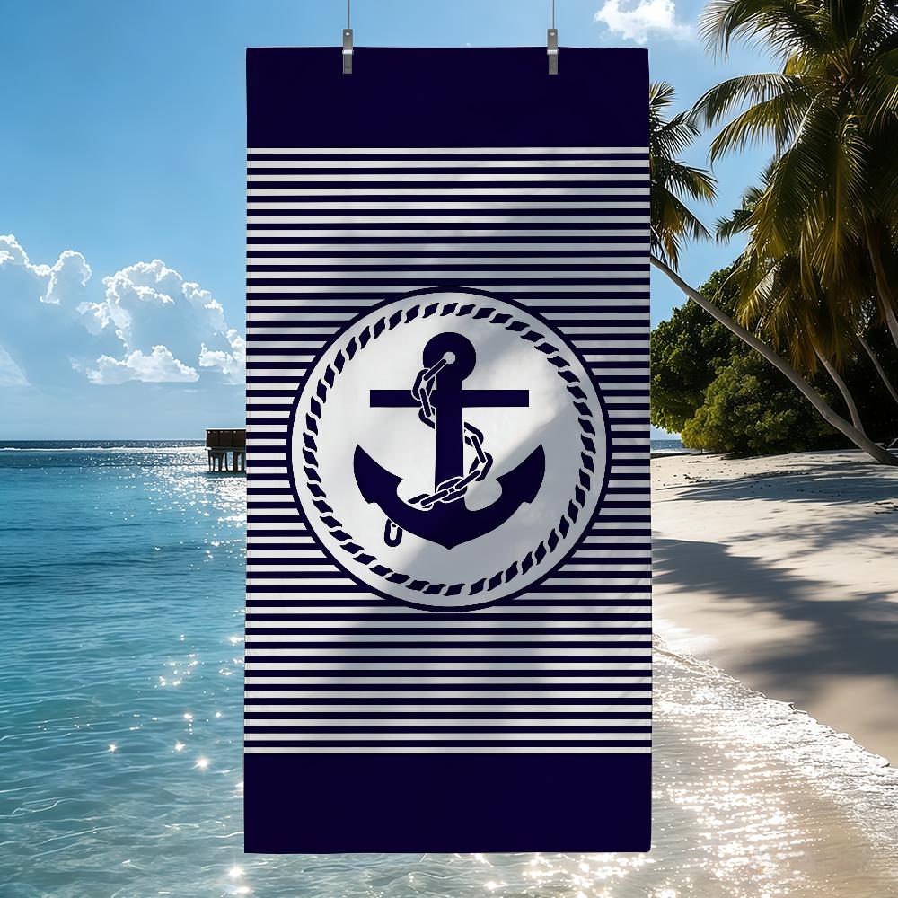 Nautical Anchor Nautical Style Towel Quick Drying Beach Towels Are Suitable For Swimming Pools Camping Yoga And The Gym