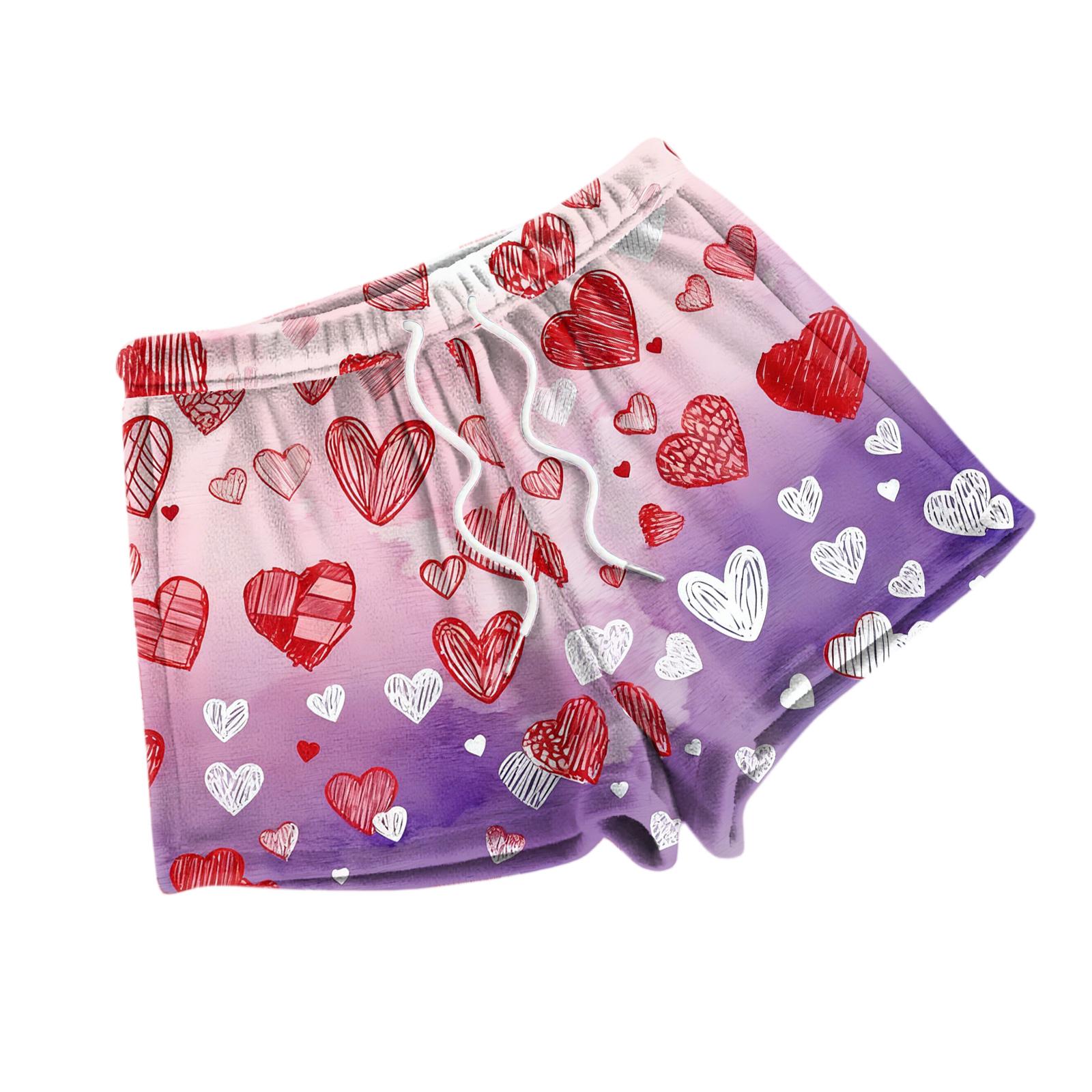 

Women s Fashion Sleep Pants Valentine s Day Printed Casual Plush Shorts XXL