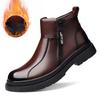 Mens Winter Warm Wool-Lined Leather Chelsea Boots Casual Soft Sole