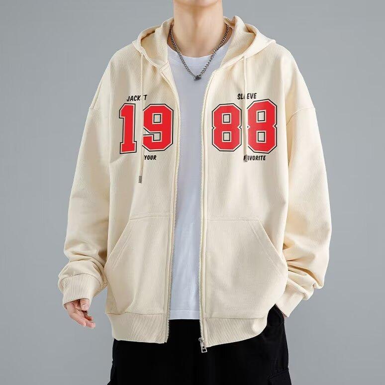 American Trendy Brand Men's Jacket Spring and Autumn 2026 New Sports Hooded Cardigan Sweater Boys Clothes Jacket