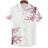 Japanese Aesthetic Cherry Blossom Print Men's Shirt Fashionable Luxury Lapel Button-down Shirt Casual Short-sleeved Tops