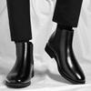 Winter Warm Men High Top Chelsea Rubber Boot Invisible Heel Men Lifted Boots Men Leather Platform Boots Height Increasing