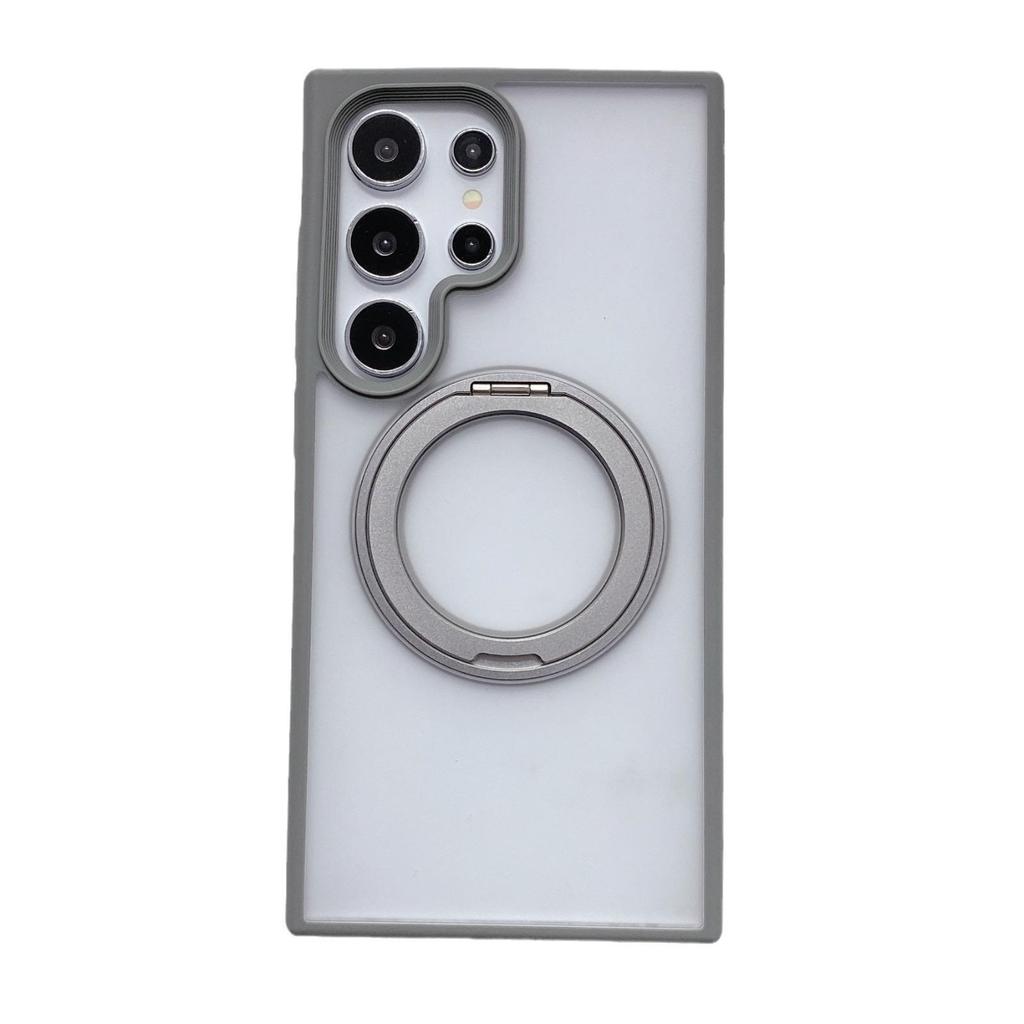 Samsung S24 Ultra Transparent Protective Phone Case with Rotating Magnetic Stand