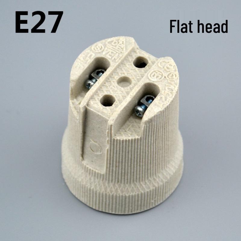 High-Temperature Ceramic E27 Screw Lamp Holder with 7-Shaped Foot and Wire, for Ceiling Lamp Modifications