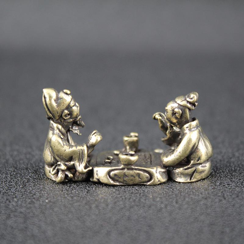 Reines Messing spielt Klavier und spricht über Tao, reine Messing Desktop kleine Ornamente, kulturelle Spielgriffe, Kunsthandwerk, Kultur der Verbotenen Stadt ein