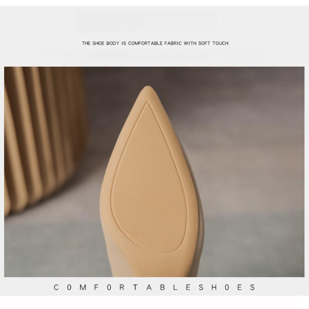 Women's French Nude High Heels 2025 Spring Autumn New Soft Leather Non-Tiring Feet Commuting Work Interview Versatile Shoes XCY40-555