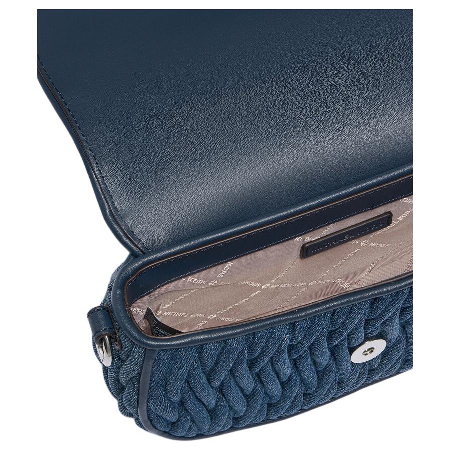Michael Kors Mila Flap Design Fabric Crossbody Bag Small Women Bags Denim-Blue 35S6GIMC5Y-BLUE