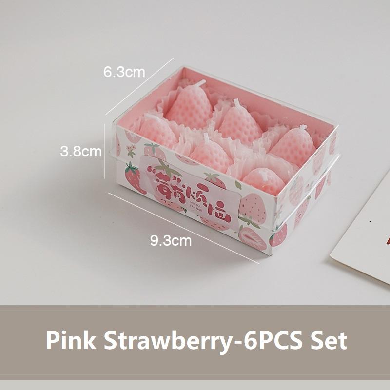 4/6/9PCS Strawberry Shaped Scented Candles Gift Box Handmade Realistic Fruit Scented Aromatherapy Mini Candles Home Decor Gifts