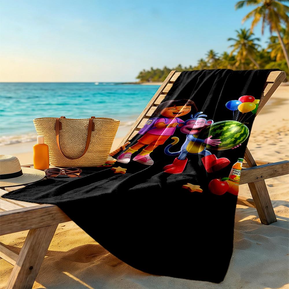 Dora Explorer Beach Towel Soft Durable Quick-Dry Comfortable Lightweight Suitable for Sports, Travel, Swimming, Yoga, Bathroom, Beach, And Pool