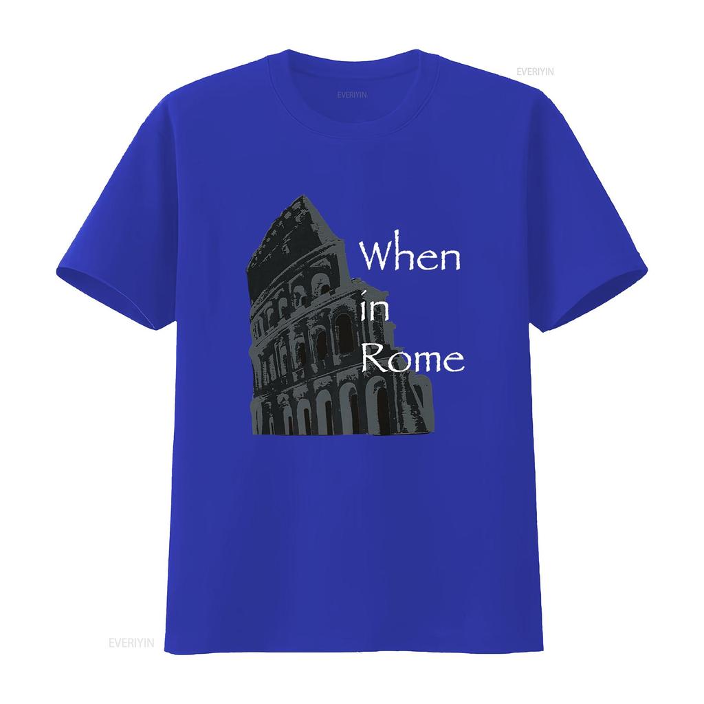 When In Rome Colosseum T Shirt Vintage Washed Unisex Stretched Versatile Breathable Comfortable Casual Homme Graphic