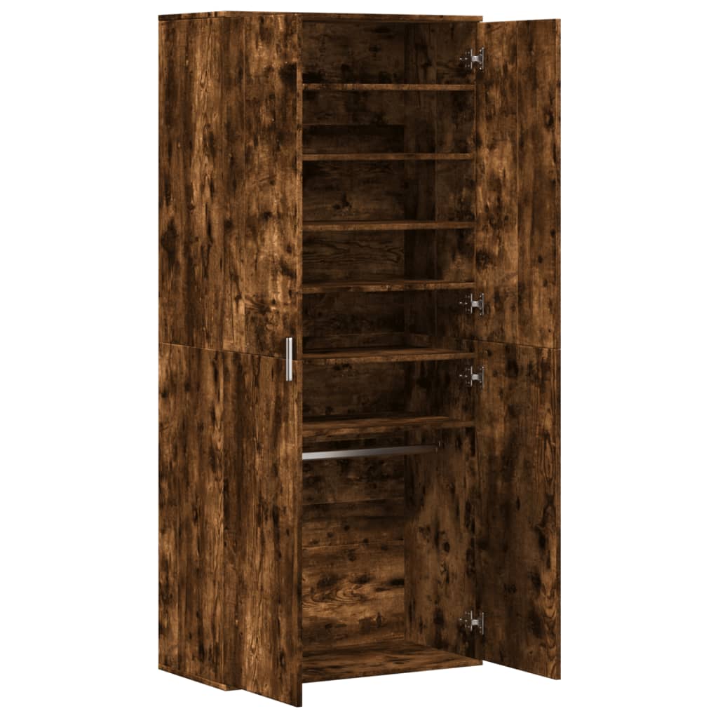 Shoe Cabinet Smoked Oak 80 x 39 x 178 cm Wood Based Material