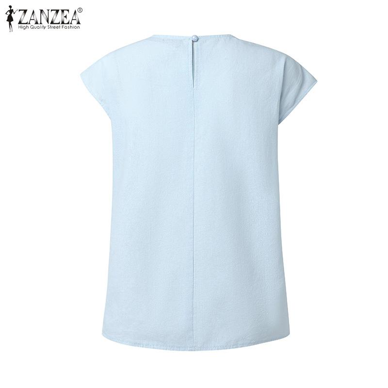 ZANZEA Women Round Neck Sleeveless Twisted Side Casual Elegant Tank Tops