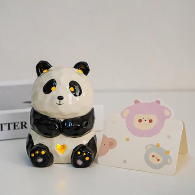 Cartoon Keramik Panda Nachtlicht Schlafzimmer und Wohnheim Dekorative Atmosphärenlicht Kleines Ornament