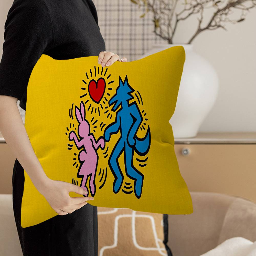 K-Keiths H-Haring Personalized picture text home decorative pillows Household Gifts 45x45cm